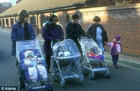 single mother walking